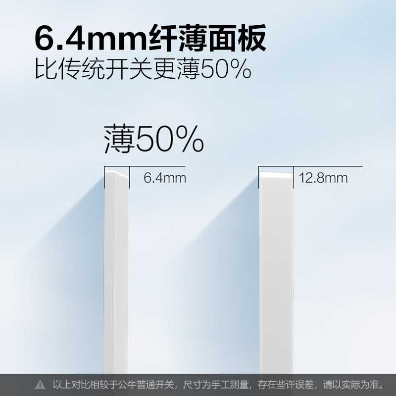 公牛蝶翼超薄G57开关五孔插座16a大师面板家用奶油风墙壁亮面白 - 图3