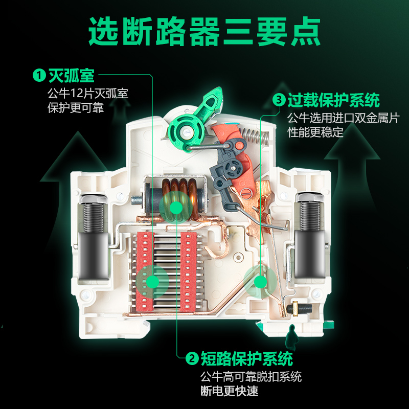 公牛旗舰漏电保护器2P小型断路器空气家用空开电闸开关25A32A63A - 图1