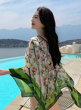 仿真丝防晒披肩宽松百变女春夏