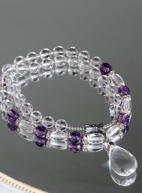 天然白水晶项链女透明白水晶颈链