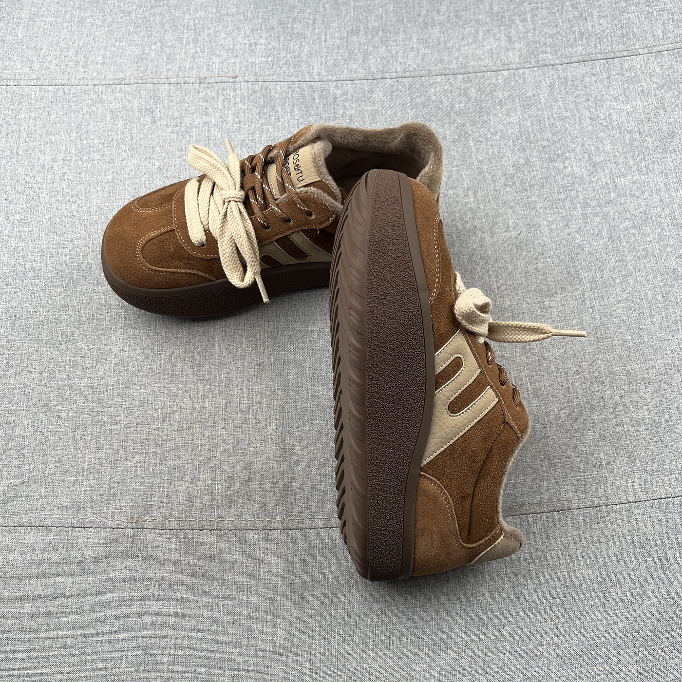 真皮加绒系带厚底增高德训鞋阿甘鞋2025年冬款防滑底运动休闲鞋女 - 图2