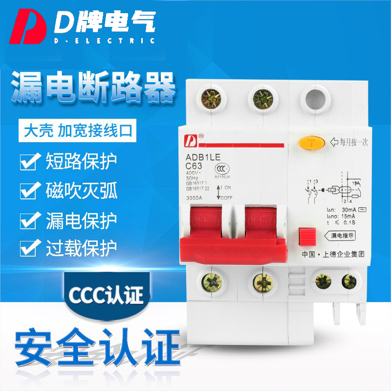 D牌DZ47LE 2P 40A家用漏电保护器C63 C40A触电开关总闸总开关220V-图0