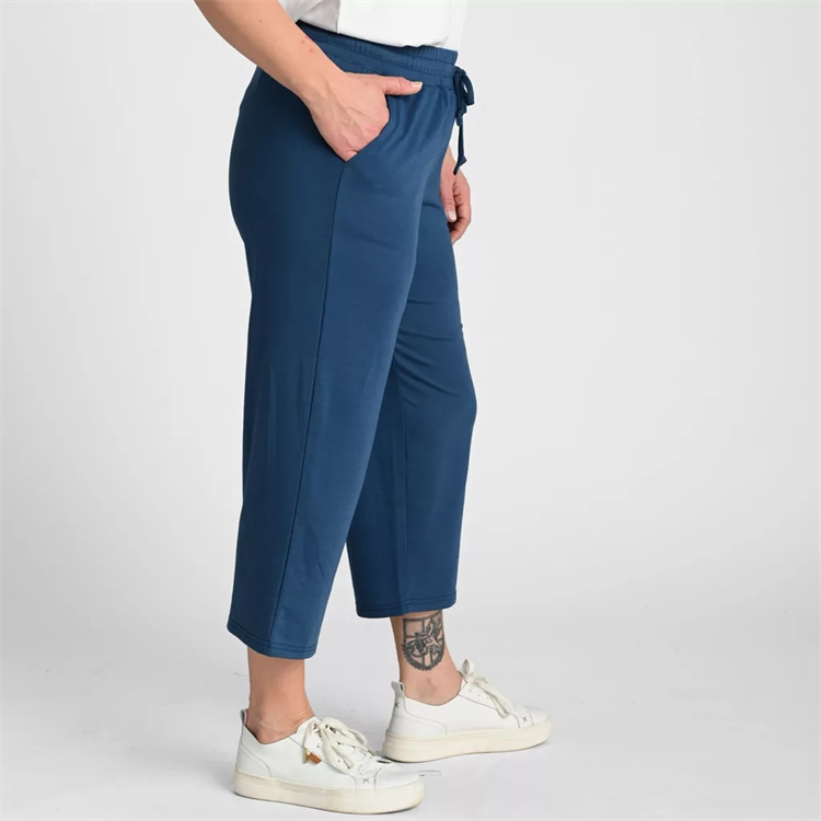 美单cj大码女装春夏高腰毛圈直筒裤八分裤straight cropped Pants - 图1