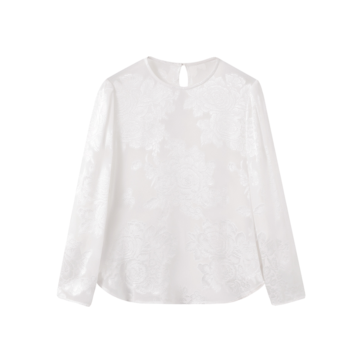 如意连云 春秋新款圆领长袖桑蚕丝剪花衬衫女复古新中式国风上衣 - 图3