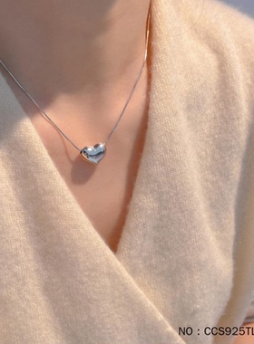 S925银电白金光面桃心蛇骨链可调节套链
