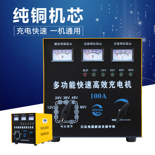 汽车电瓶充电器12V24伏36V48V60V通用型多功能纯铜大功率充电机 - 图1