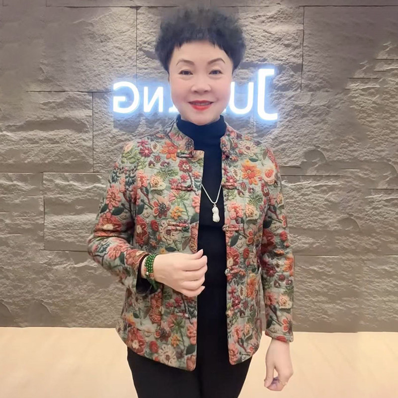 新中式半高领澳粒绒外套中老年妈妈装上衣洋气时尚百搭2025秋冬季,淘宝优惠券,粉丝福利购,淘宝优惠卷