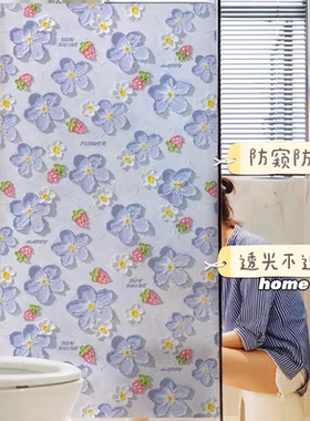 蓝瑞免胶透光不透明浴室窗户贴膜