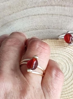 开口925纯银水晶石戒指