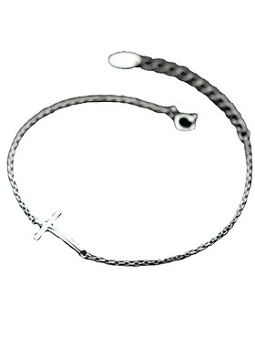 潮酷十字架通体925纯银手链