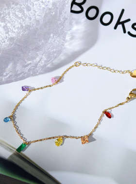 彩虹色糖果宝石手链项链
