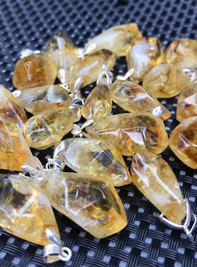 黄水晶原石男女毛衣链