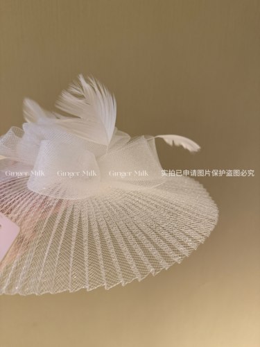 GingerM d家定制网纱仙女羽毛花朵发夹赛马舞会party走秀发饰 - 图0