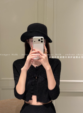Ginger Milk 两版本 翻边 两种戴法 黑色渔夫帽盆帽女秋冬