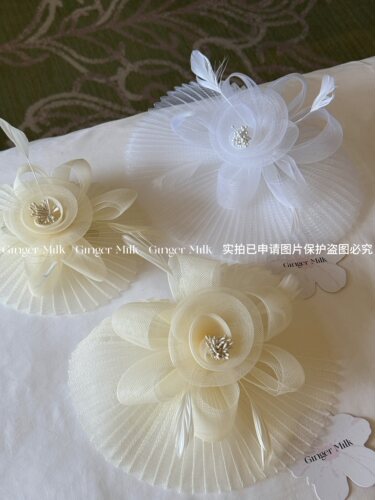 GingerM d家定制网纱仙女羽毛花朵发夹赛马舞会party走秀发饰 - 图3