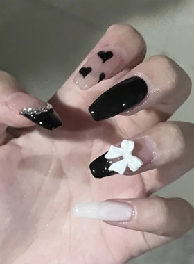 蝴蝶结网红款黑色混合美甲饰品