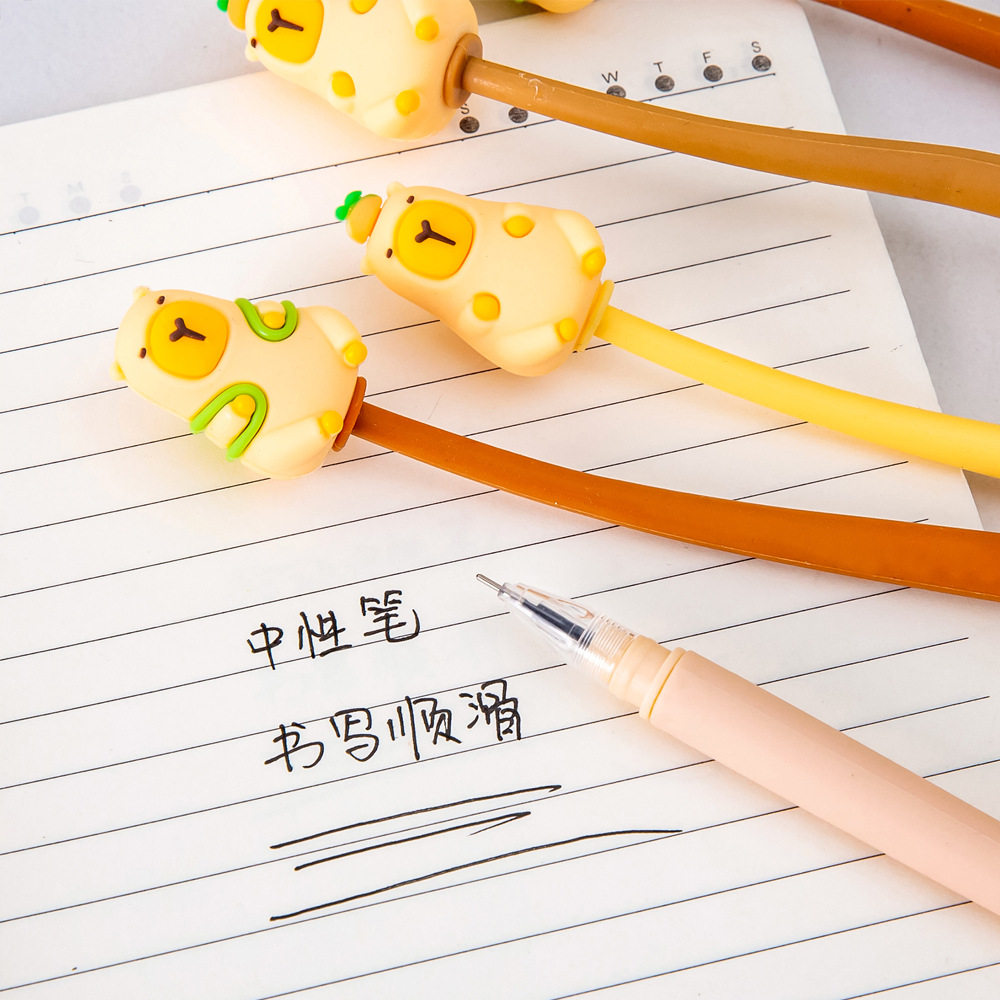 软胶水豚摇摇乐中性笔学生实用卡通文具礼品高中初中生活动奖励品