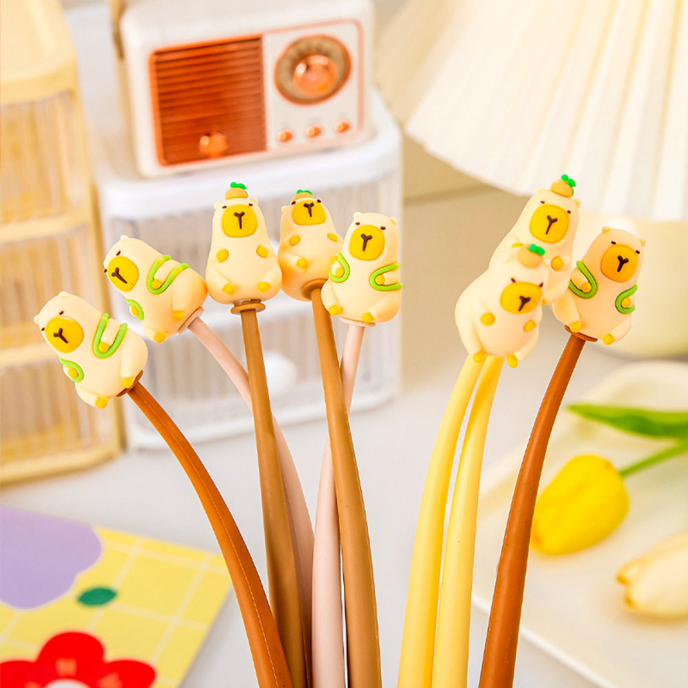 软胶水豚摇摇乐中性笔学生实用卡通文具礼品高中初中生活动奖励品