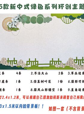 幼儿园小学班级文化墙布置绿色国风主题墙贴传统文化环创装材料