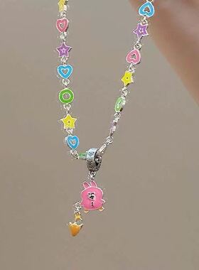 158多巴胺彩色蝴蝶串珠项链个性甜美百搭少女锁骨链时尚网红颈链