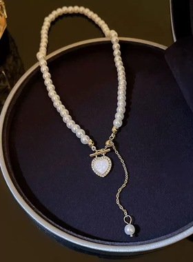 161米白色珍珠项链女款轻奢小众设计感锁骨链颈链配饰
