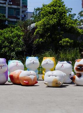 户外卡通招财猫坐凳玻璃钢摆件网红打卡拍照雕塑商场门店开业装饰