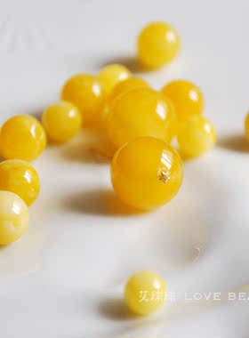 老蜜蜡黄玉髓散珠子4-14mm配珠diy手工串珠配件手链项链饰品配饰