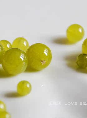 天然橄榄绿玉髓散珠子4mm6mmDIY手工串珠配件自己做手链项链