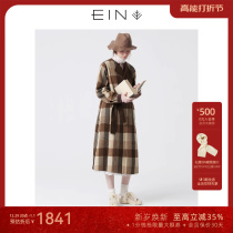 EIN speak wool gill double face woman flip-floe two wear medium long lace jacket 2023 autumn winter new