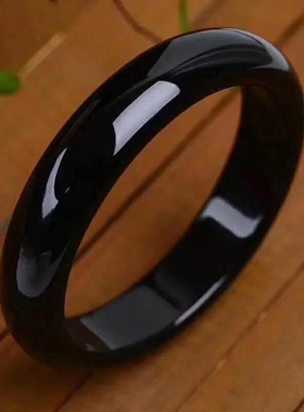 进口宝石5a级黑玉髓包邮玛瑙手镯