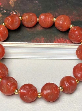 男女款老玛瑙包浆猴头手链