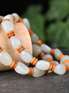 和田玉随型原石手链单圈手串