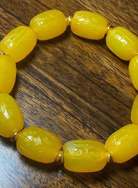 女款黄玉髓回文珠单圈手链