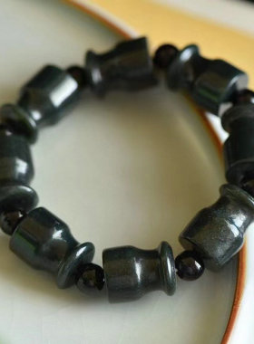 新疆和田玉青玉烟嘴单圈手链