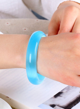 天然蓝色猫眼石韩版饰品玉手镯