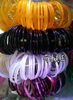 天然红玉髓细条七彩玛瑙叮当镯