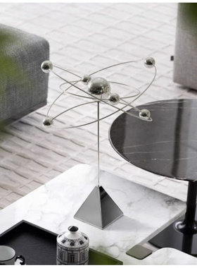 现代轻奢创意小行星球摆件高级感客厅桌面样板间金属工艺软装饰品