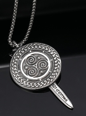 新款北欧复古维京神话钛钢盾牌剑