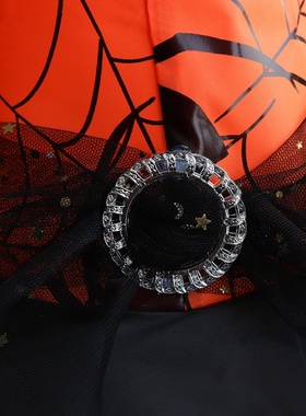 万圣节巫婆帽蕾丝面纱尖顶帽子化