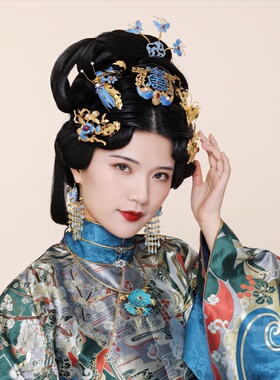 镶金堂鎏金烧蓝龙型耳环古风款古装汉服百搭民族风高端耳环