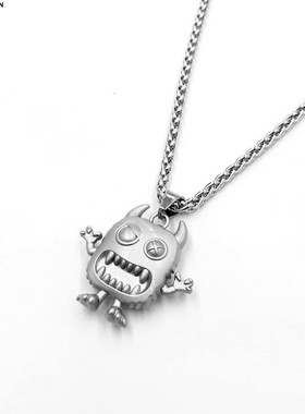 国潮牌3D卡通小怪兽项链男日系嘻