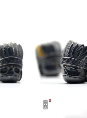 原创925纯银酋长吊坠阿呆骷髅文玩念珠国潮配饰