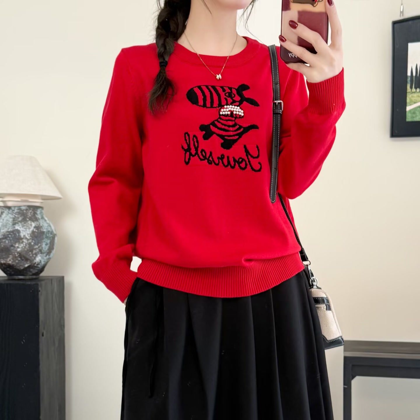 大码女装遮肚子韩版重工钉珠卡通刺绣长袖针织衫宽松百搭显瘦上衣,淘宝优惠券,粉丝福利购,淘宝优惠卷