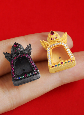 大鹏金翅鸟嘎乌盒s925纯银黑金吊坠藏式嘎乌盒子可打开项坠挂坠