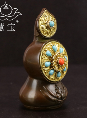 慧宝吉祥八供用花果食子西藏传统密宗朵玛供食酥油花黄铜精品摆件