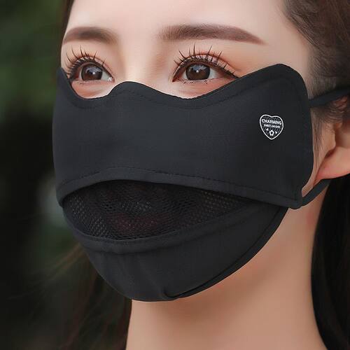 透气防晒口罩女夏季大脸护眼角户外开车防晒专用冰丝遮阳防紫外线 - 图1