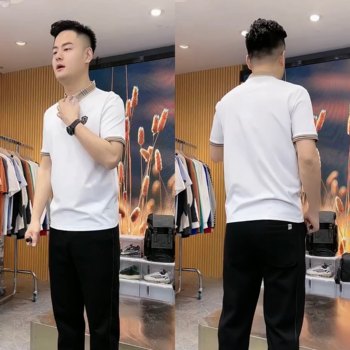 2023 Summer Men's New POLO Shirt Trendy Fashion Lapel Short Sleeve T-Shirt European Slim Casual Half Sleeve Men