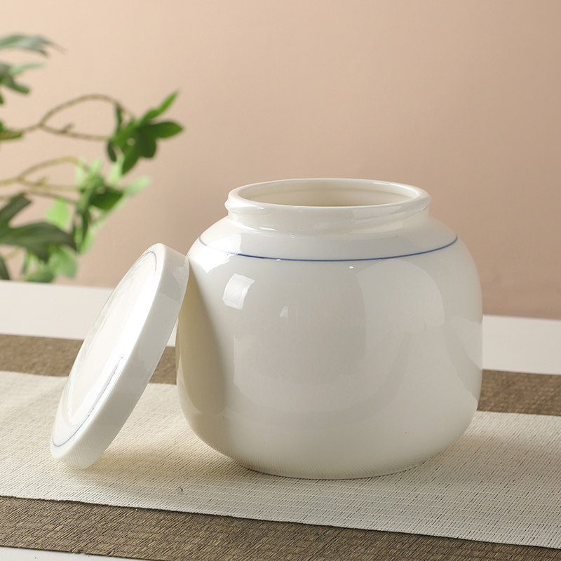 纯白描线白瓷胭脂粉底盒美妆乳液盒药膏香粉中小号螺旋密封不漏水,淘宝优惠券,粉丝福利购,淘宝优惠卷