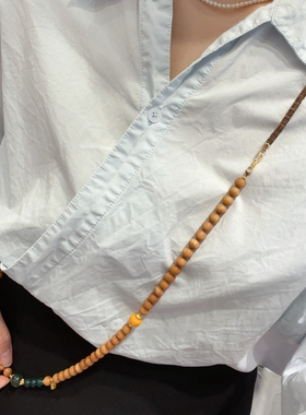 原创设计老山檀斜挂项链