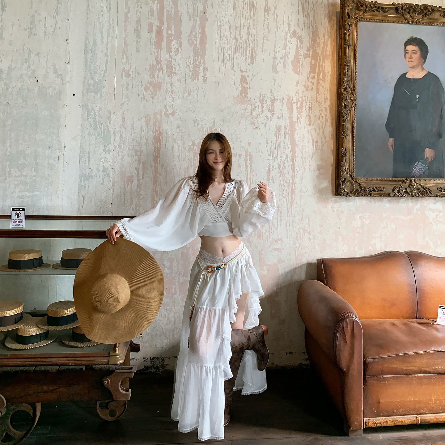 Lienni2026新款拼接蕾丝中长袖上衣女高腰显瘦水溶刺绣半身裙套装,淘宝优惠券,粉丝福利购,淘宝优惠卷